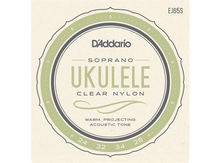D'Addario EJ65S Soprano Ukulele Clear Nylon
